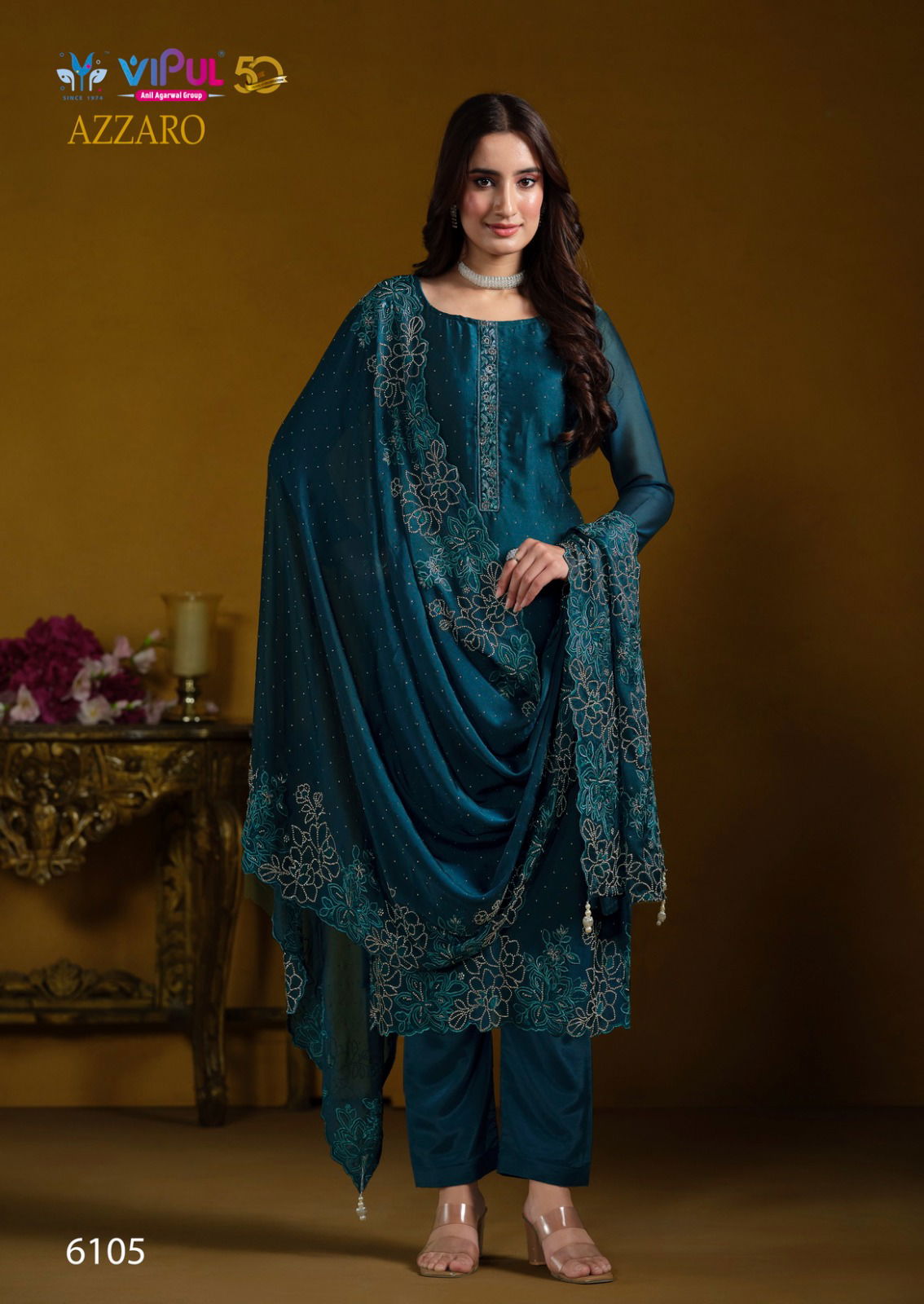 Azzaro By Vipul Swarovski Embroidery Work Designer Suits Wholesale Market In Surat